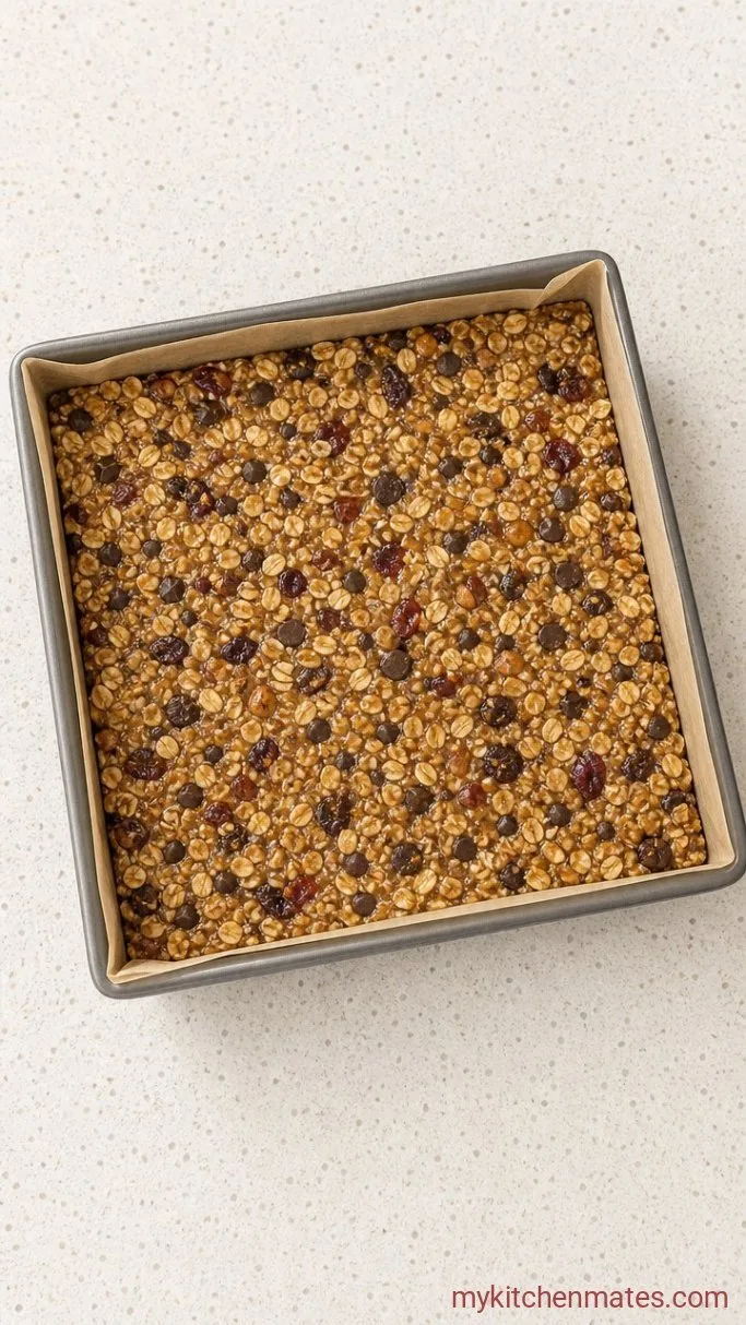 No-Bake Vegan Granola Bars (Chewy & Easy) Step 3: Press the Mixture into the Pan