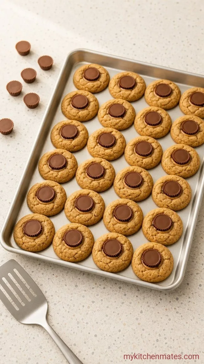 4-Ingredient Peanut Butter Cup Cookies Step 3: Press the Peanut Butter Cups and Cool