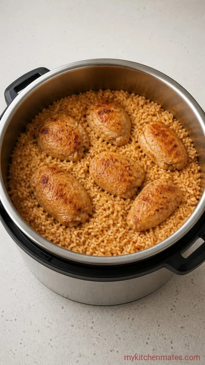 Creamy Instant Pot Chicken and Rice Step 3: Pressure Cook the Rice