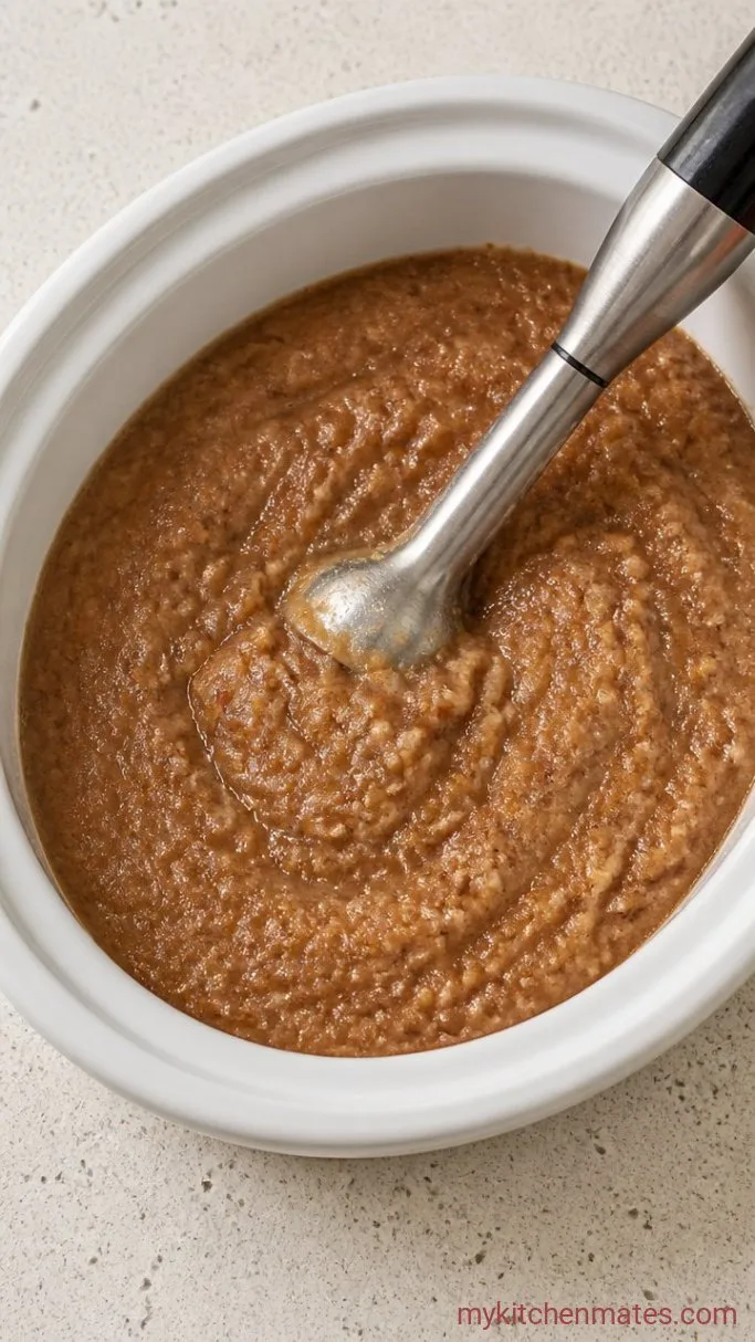 Slow Cooker Apple Butter (Just Apples, Spices, and Time) Step 3: Puree the Mixture