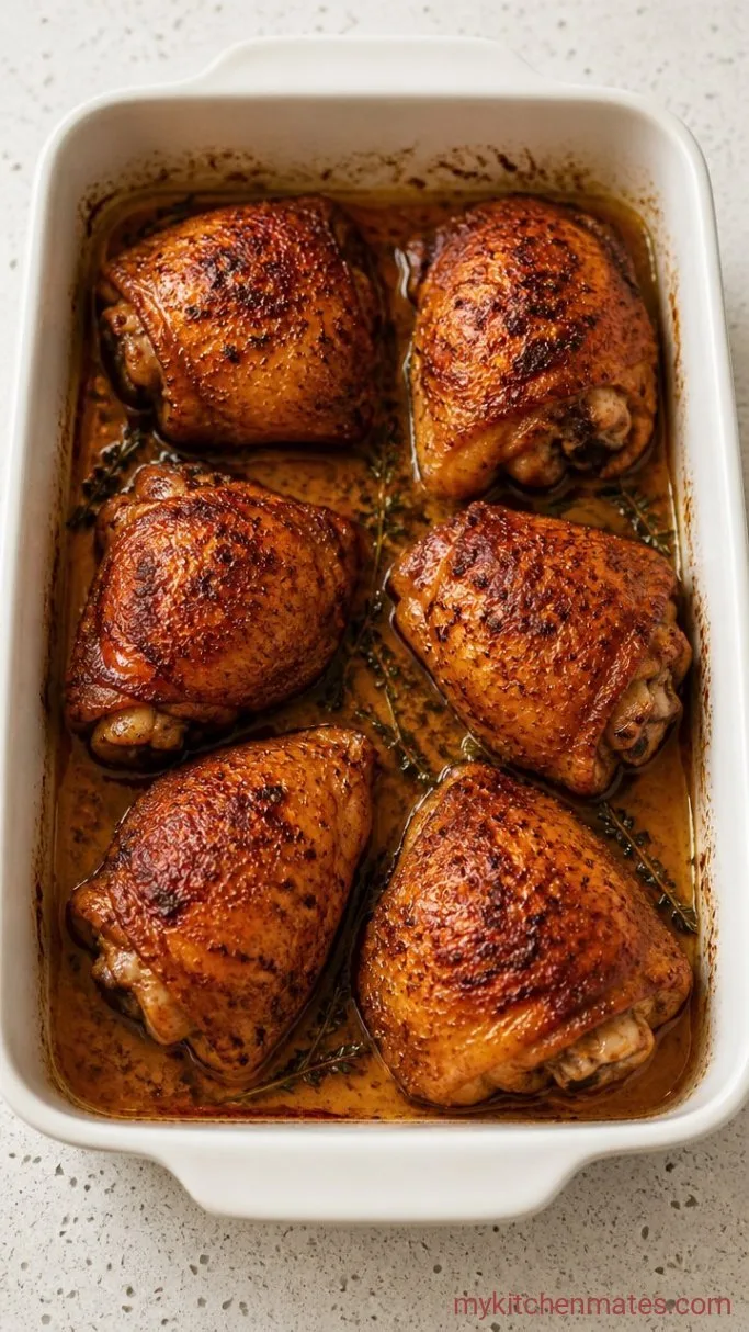 Juicy Oven Roasted Chicken Thighs with Crispy Skin Step 3: Reduce Heat and Finish Roasting