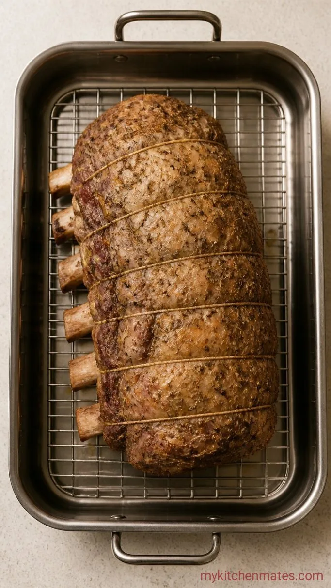 Slow-Roasted Prime Rib with Garlic-Herb Crust Step 3: Rest the Roast and Crank the Heat