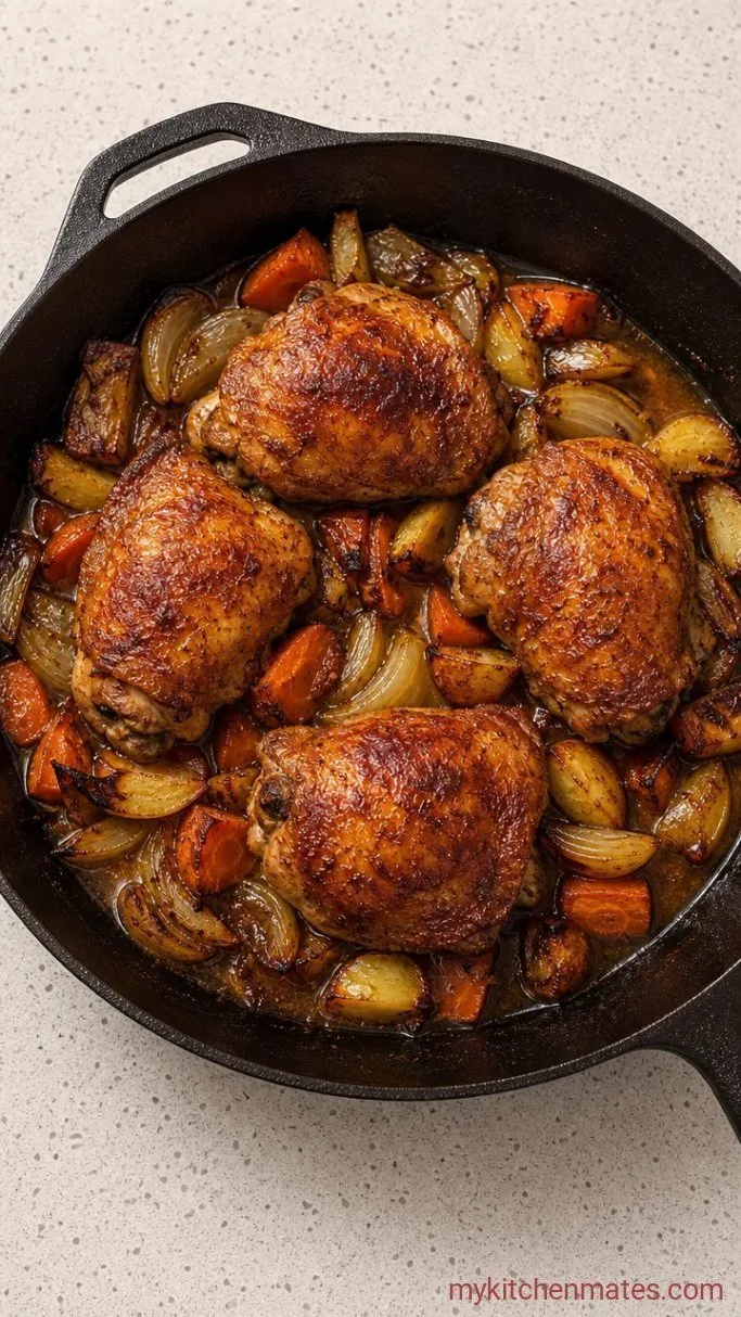 One-Pan Chicken Thigh Dinner with Roasted Vegetables Step 3: Roast Everything Together