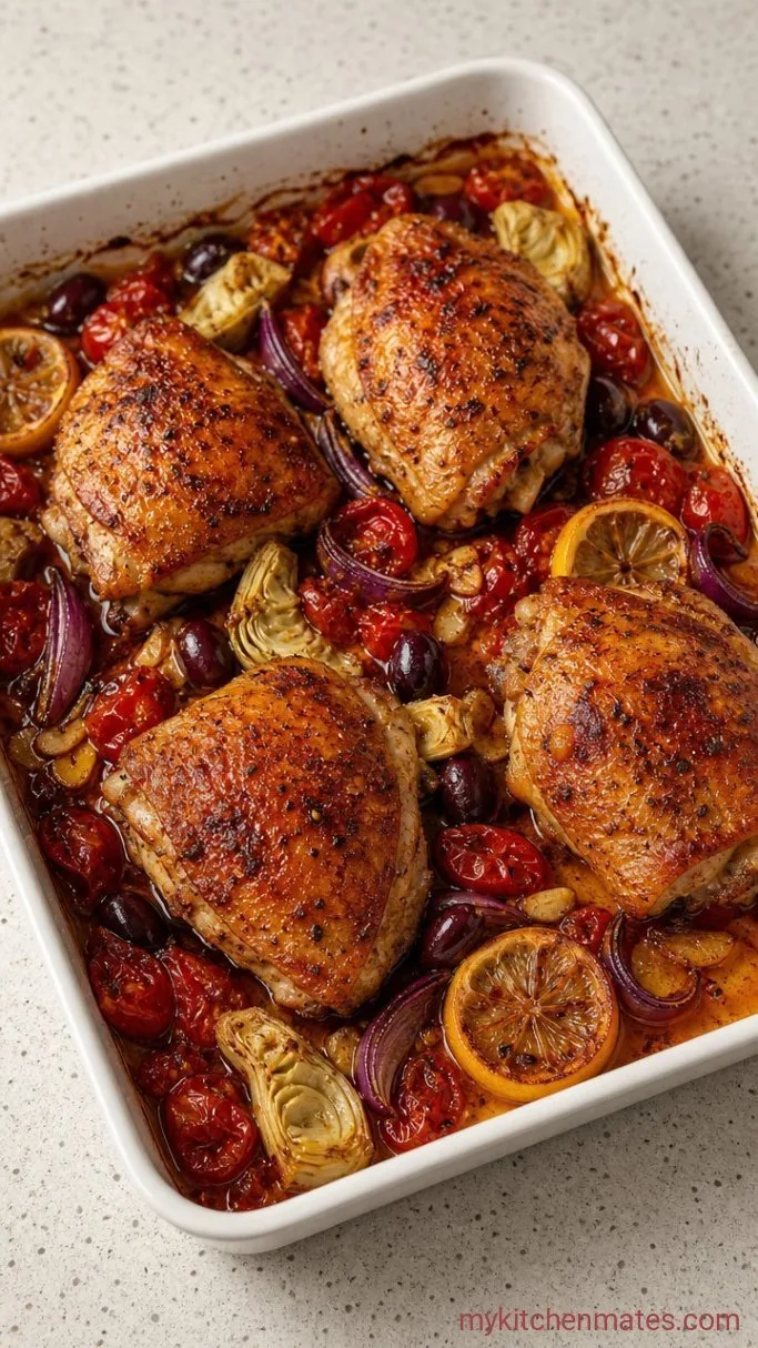 Sheet Pan Mediterranean Chicken Bake with Feta and Olives Step 3: Roast the Bake