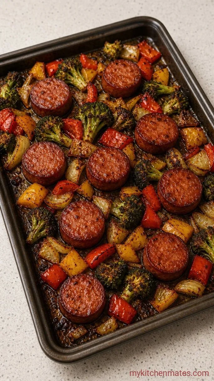 30-Minute Turkey Sausage Sheet Pan Dinner Step 3: Roast the Pan
