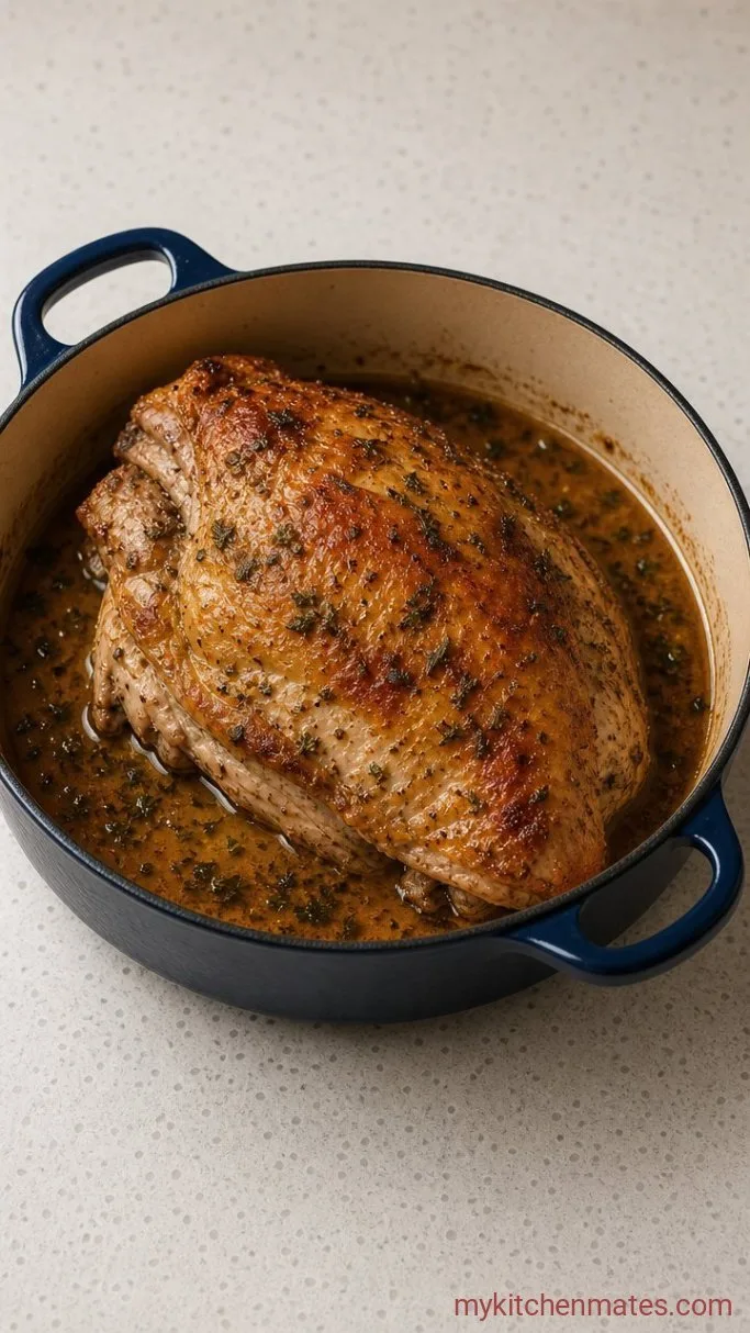Juicy Garlic-Herb Dutch Oven Turkey Breast Step 3: Roast the Turkey Breast