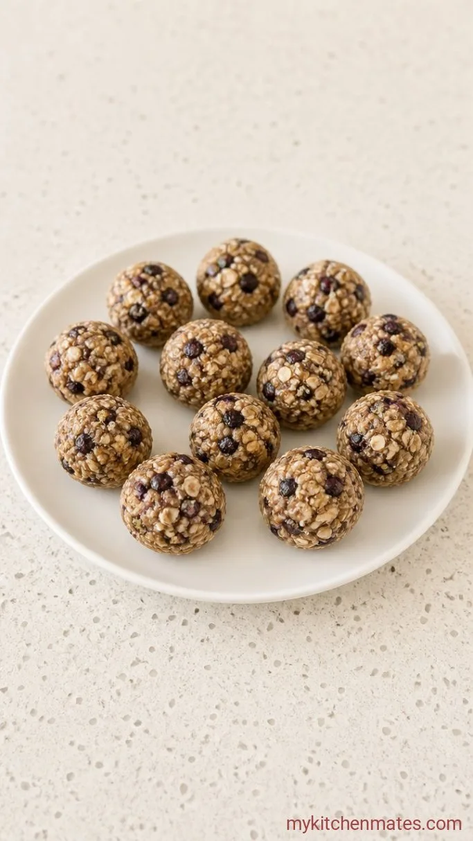 5-Ingredient No-Bake Blueberry Protein Balls Step 3: Roll and Chill