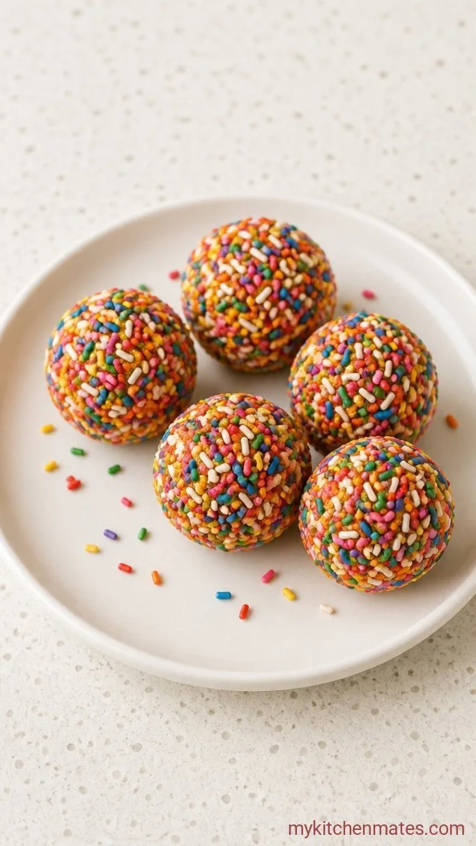 No-Bake Birthday Cake Protein Balls Step 3: Roll and Coat the Balls
