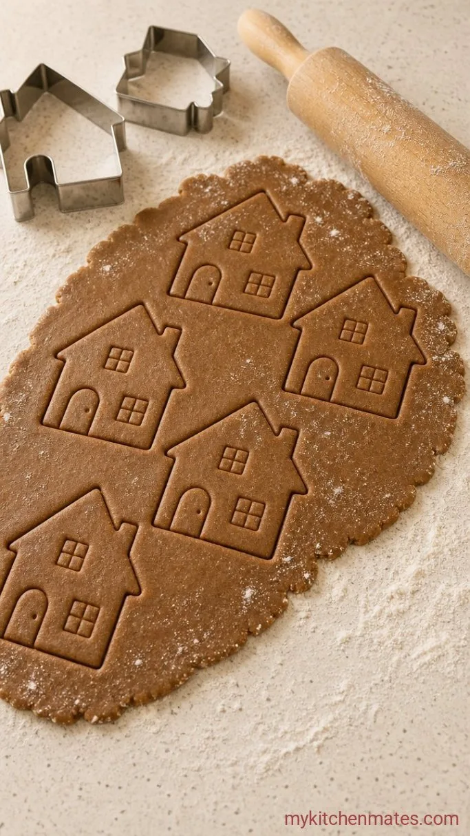 Easy No-Spread Gingerbread House Cookies Step 3: Roll and Cut the Shapes