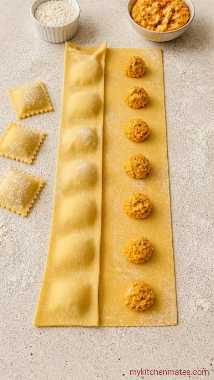 Homemade Butternut Squash Ravioli with Brown Butter and Sage Step 3: Roll and Fill the Ravioli