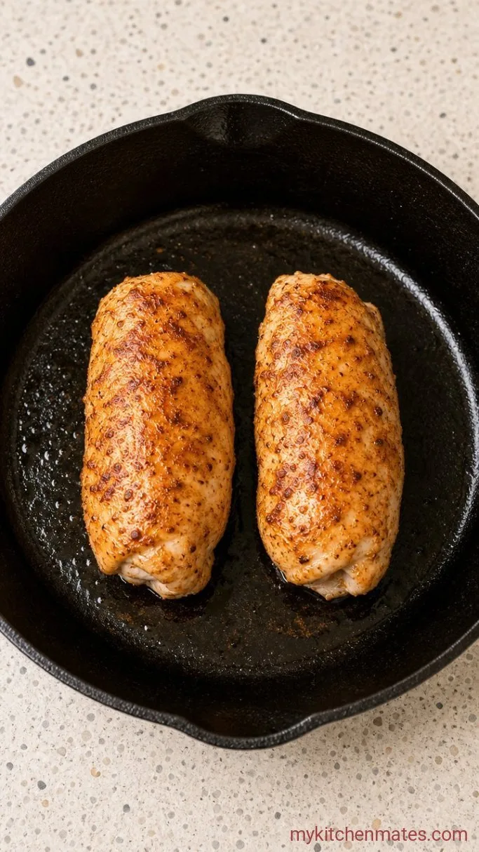 Cheesy Baked Asparagus Stuffed Chicken Breast Step 3: Roll and Sear the Chicken