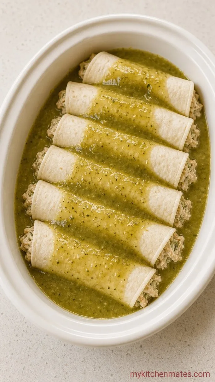 Creamy Crockpot Chicken Enchiladas Step 3: Roll the Enchiladas