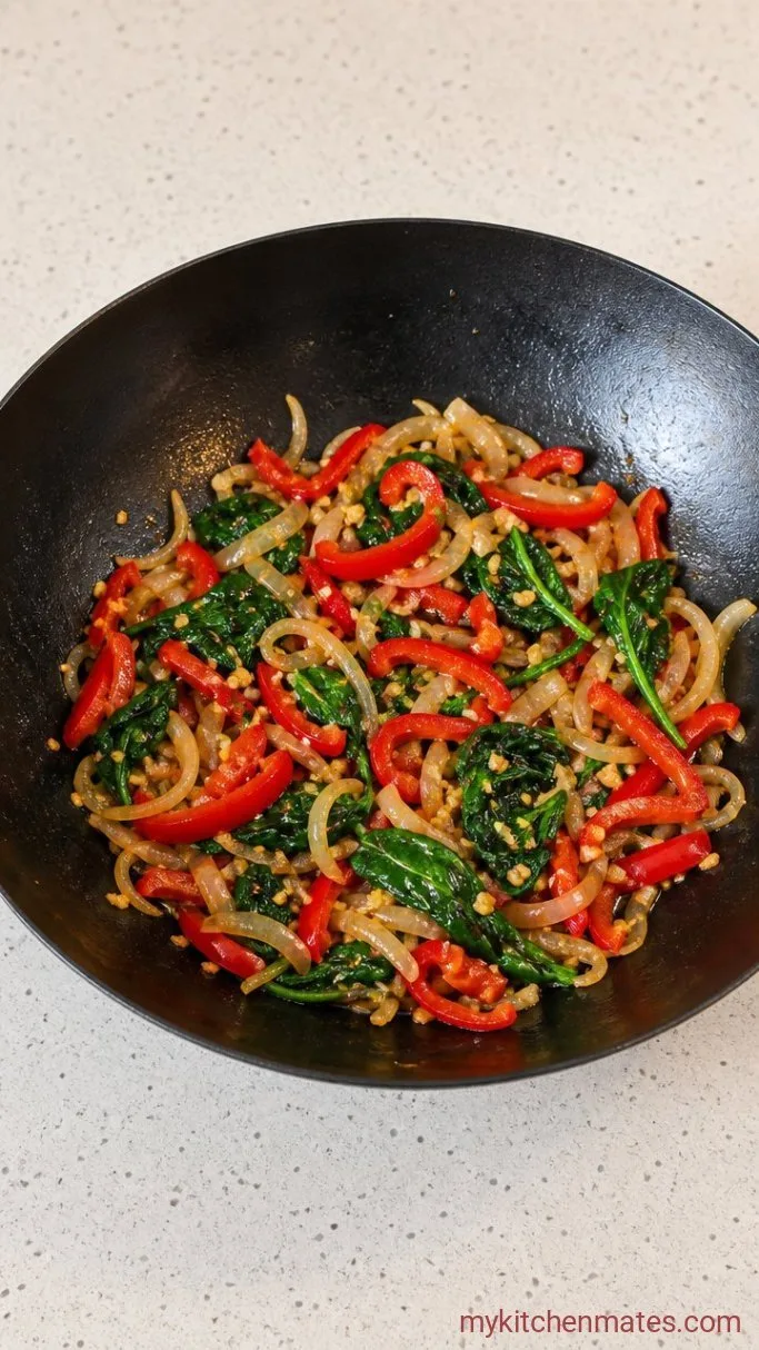 25-Minute Korean Beef Noodles Step 3: Sauté the Aromatics and Veggies