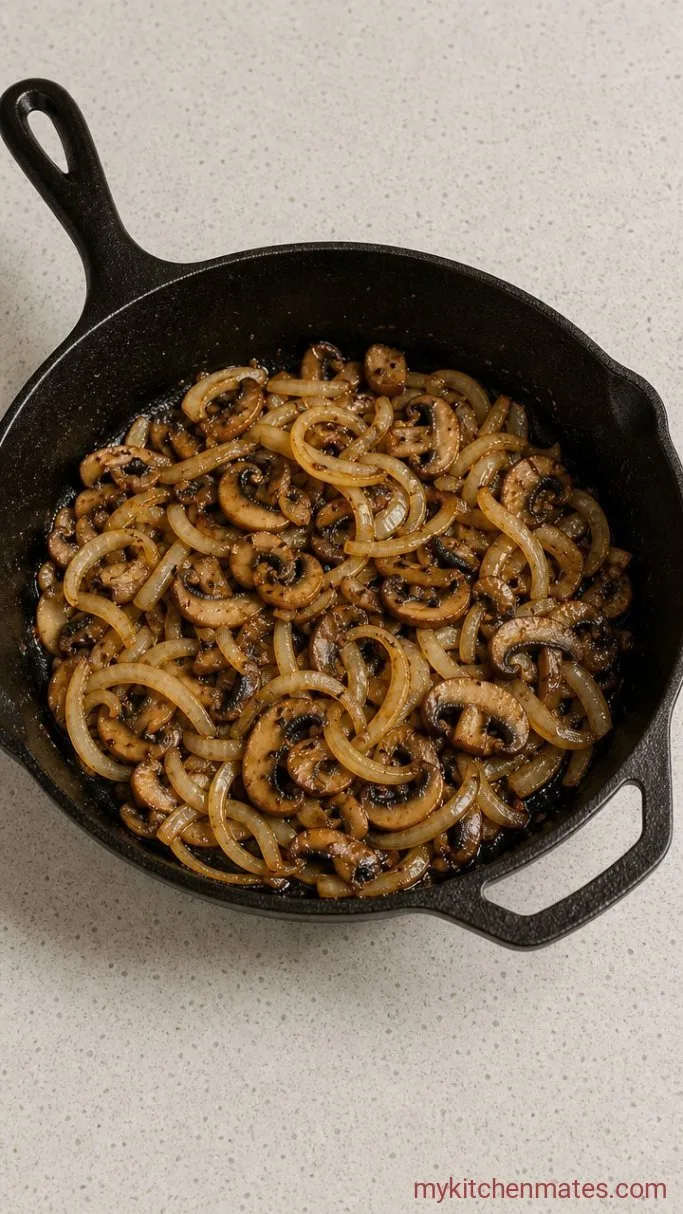 Juicy Hamburger Steak with Brown Gravy Step 3: Sauté the Aromatics