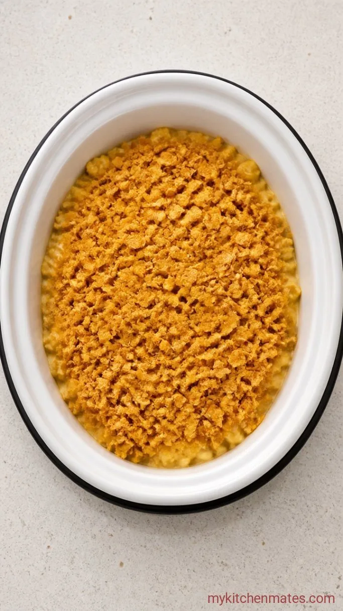 Slow Cooker Cheesy Potatoes with a Buttery Crunch Step 3: Scatter on the Buttery Topping