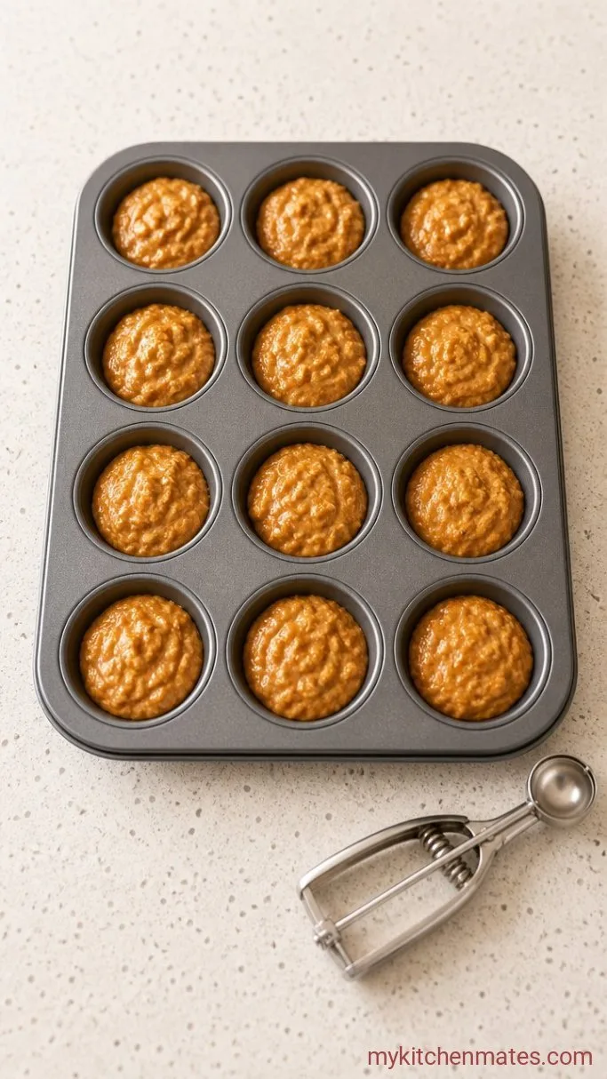 1-Bowl Dairy Free Pumpkin Muffins Step 3: Scoop and Bake the Muffins