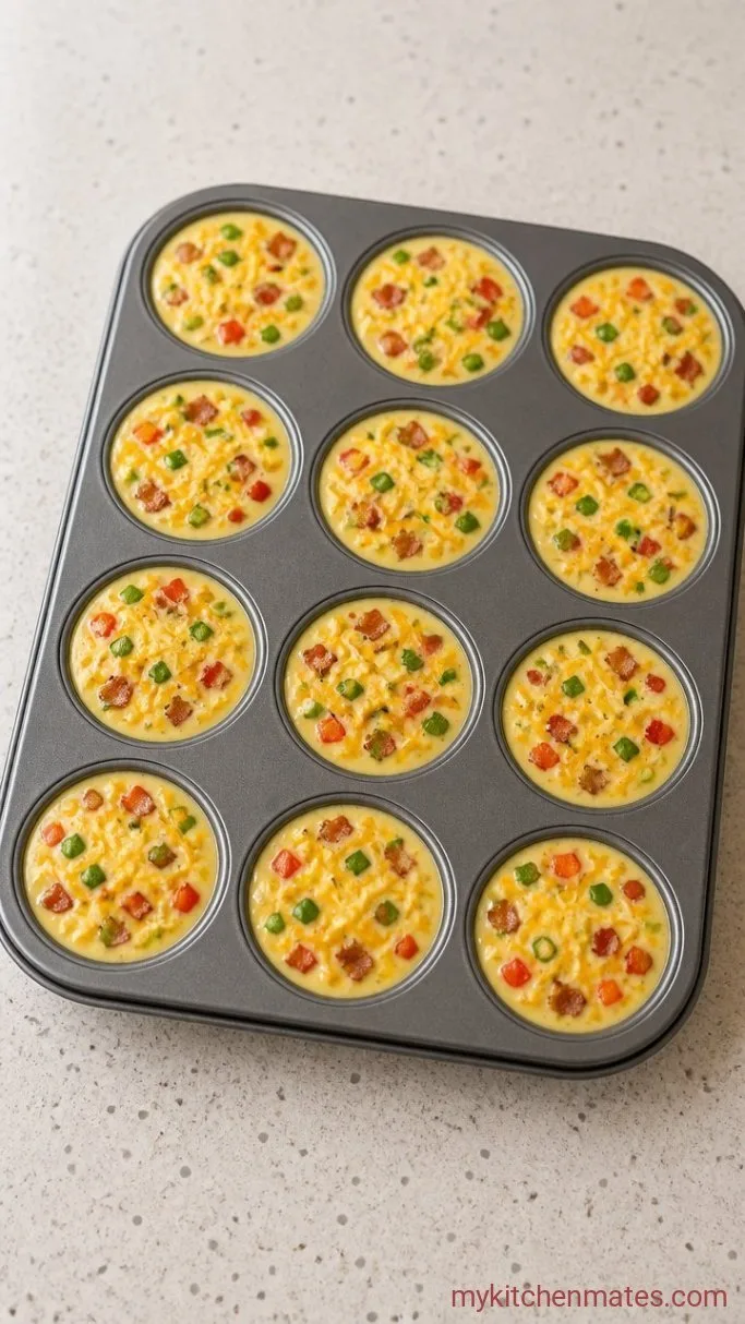 Fluffy Make-Ahead Egg Bites in Muffin Tins Step 3: Scoop and Bake
