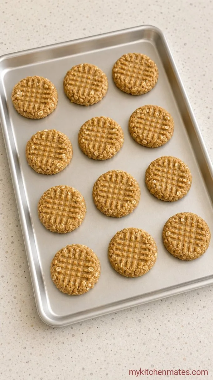 One-Bowl High-Protein Peanut Butter Cookies Step 3: Scoop and Flatten the Dough