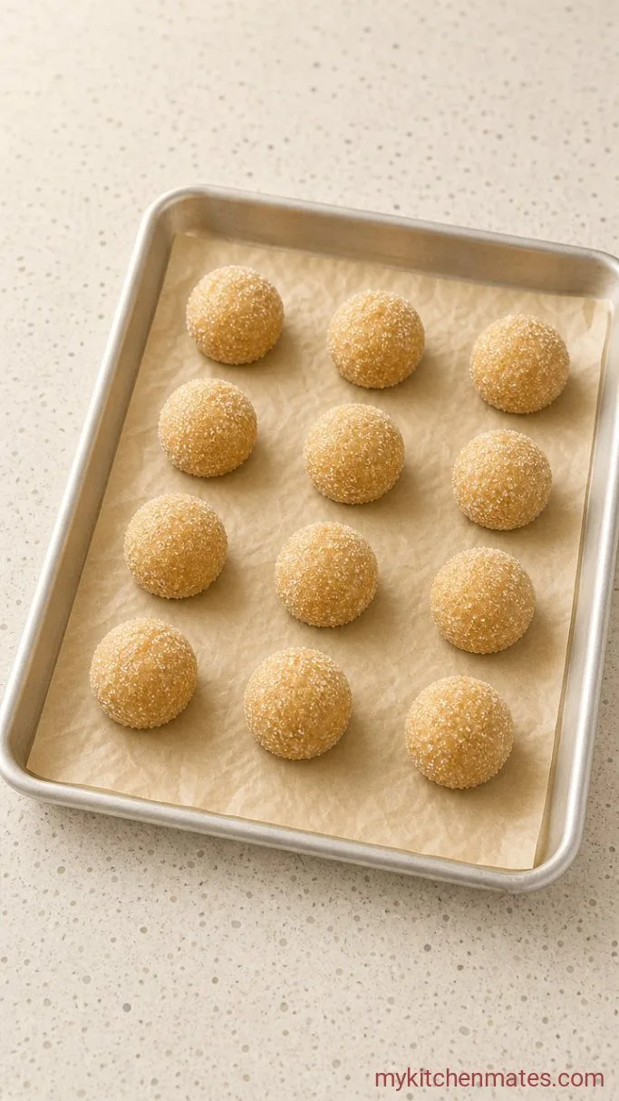 Soft and Chewy Peanut Butter Blossom Cookies Step 3: Scoop and Roll the Dough