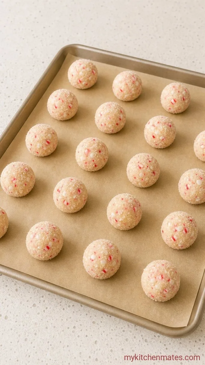 Soft Peppermint Sugar Cookies Step 3: Scoop and Roll the Dough