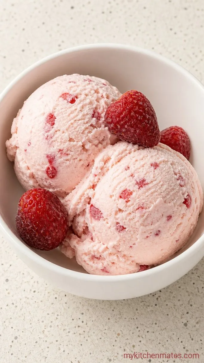 3-Ingredient Strawberry Cottage Cheese Ice Cream Step 3: Scoop and Serve