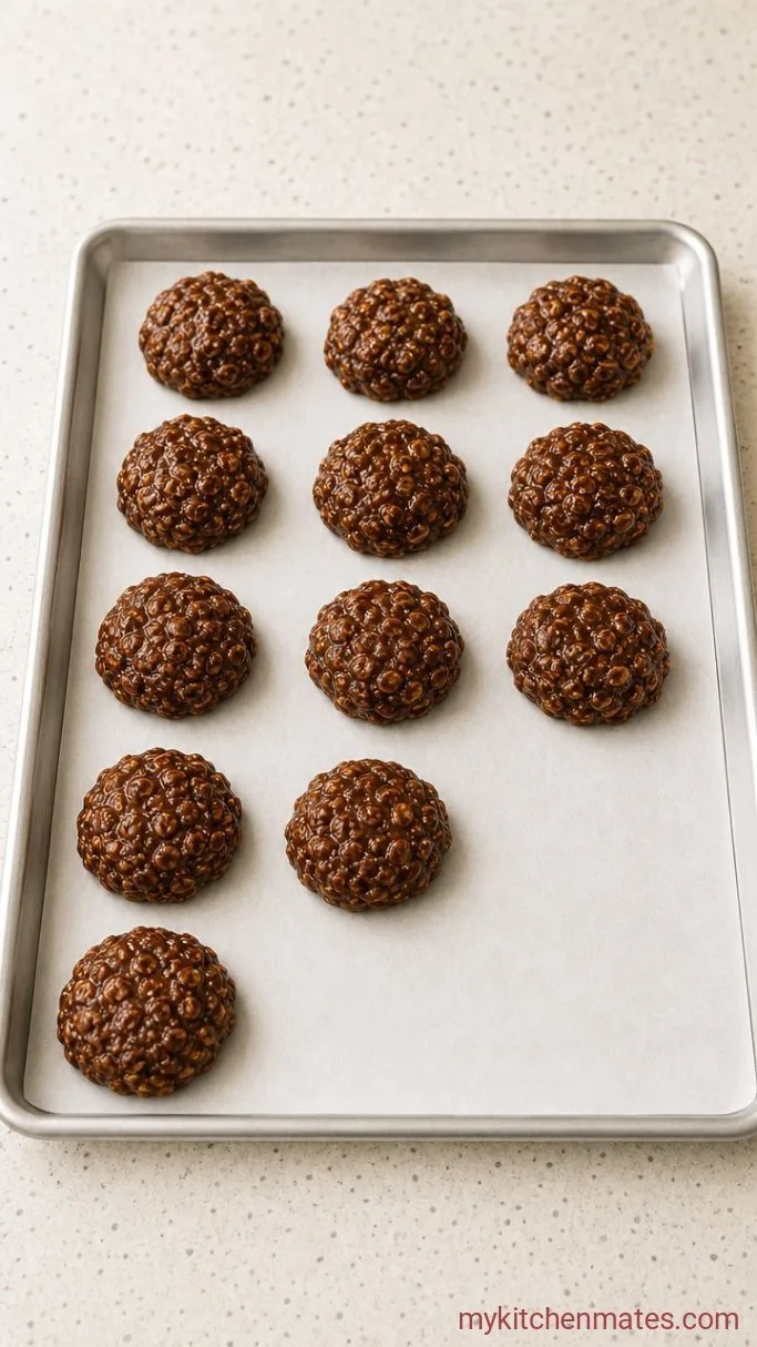 Gluten-Free No-Bake Chocolate Peanut Butter Cookies Step 3: Scoop and Set the Cookies