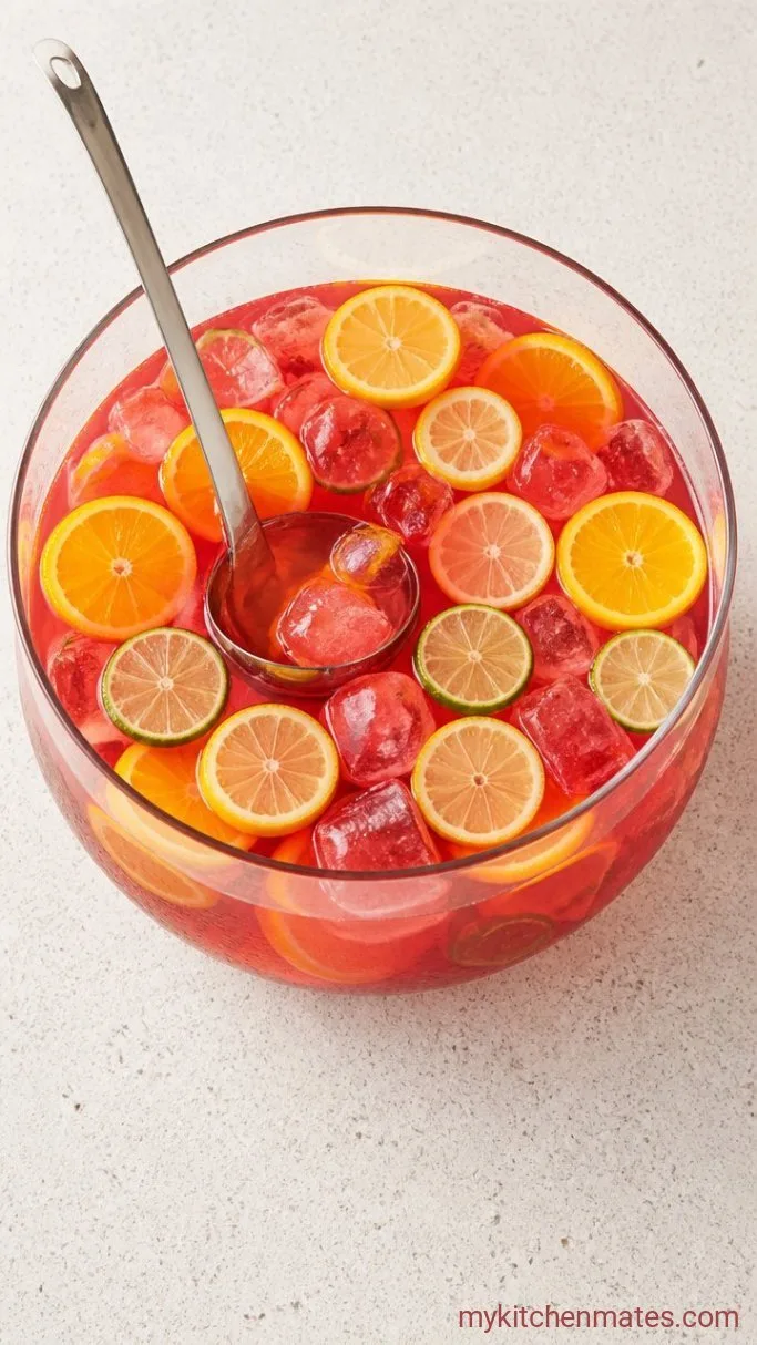 3-Juice Party Fruit Punch (Ready in 5 Minutes) Step 3: Scoop In Fruit and Serve