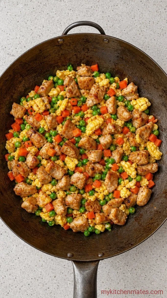 Quick 25-Minute Chicken Fried Rice Step 3: Scramble the Egg