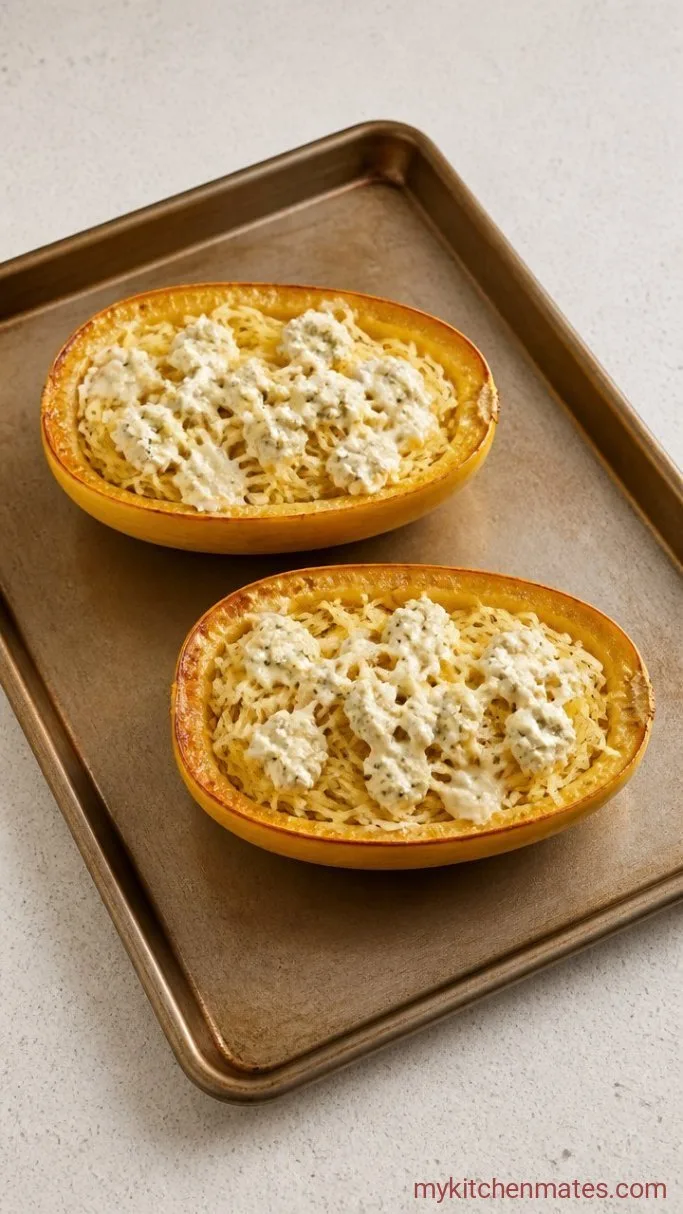 Creamy Boursin Spaghetti Squash Step 3: Scrape and Fold in the Boursin