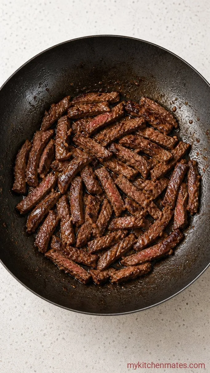 20-Minute Beef Broccoli Noodle Stir Fry Step 3: Sear the Beef