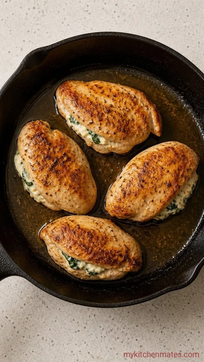 40-Minute Creamy Garlic Stuffed Chicken (Ruth’s Chris Copycat) Step 3: Sear the Chicken