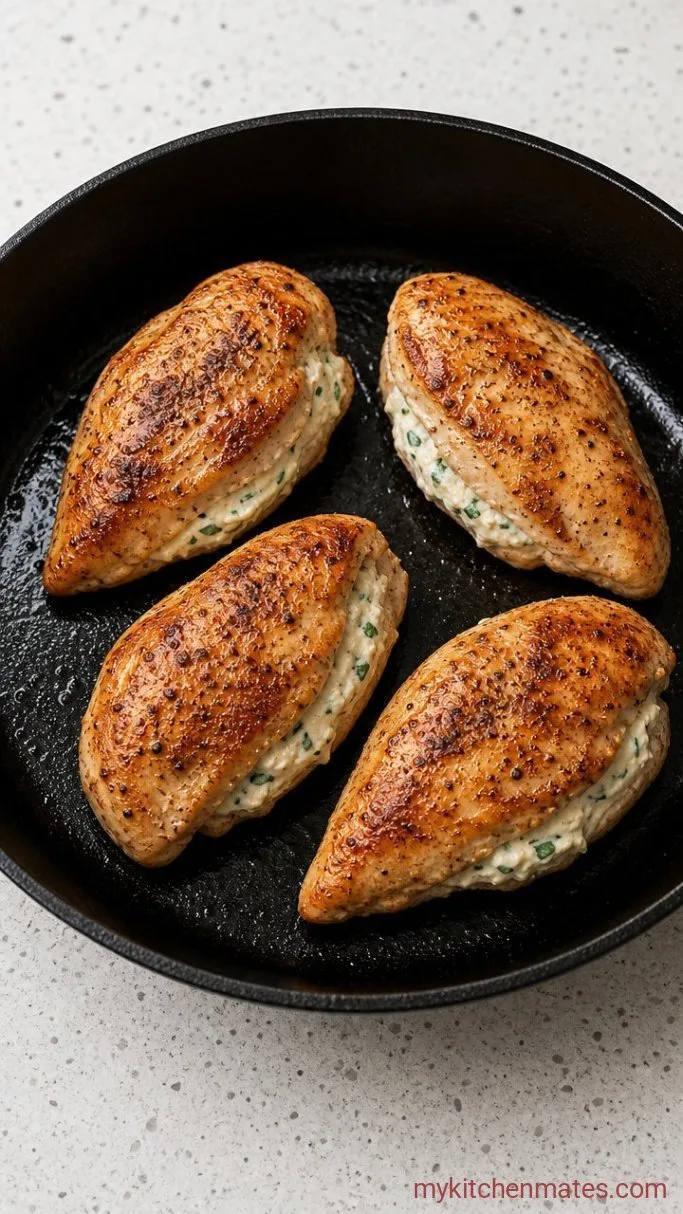 10-Minute Prep Cream Cheese Stuffed Chicken Step 3: Sear the Chicken