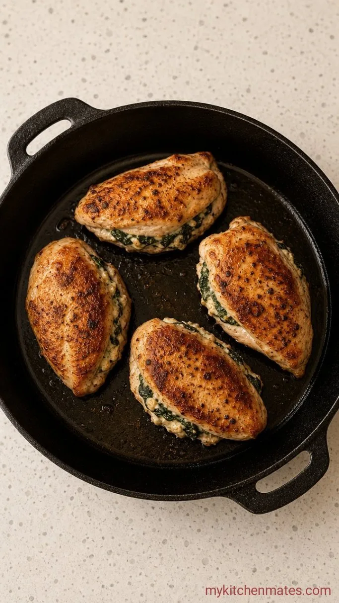 Juicy Spinach and Feta Stuffed Chicken Step 3: Sear the Chicken