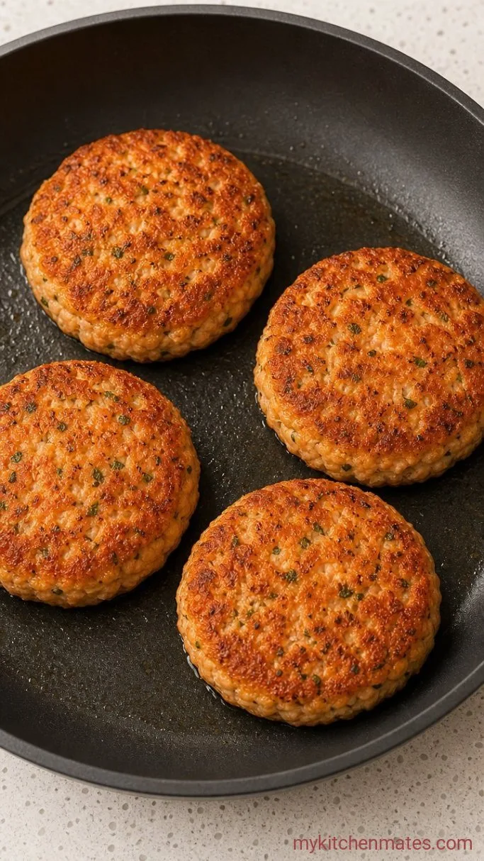 Crispy Mediterranean Salmon Patties Step 3: Sear the Patties