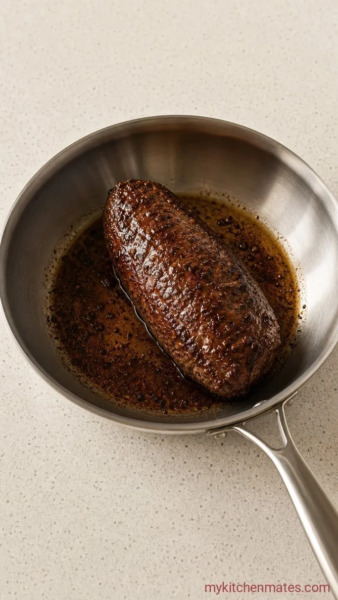 Weeknight Marinated Beef Tenderloin with Garlic and Rosemary Step 3: Sear the Tenderloin