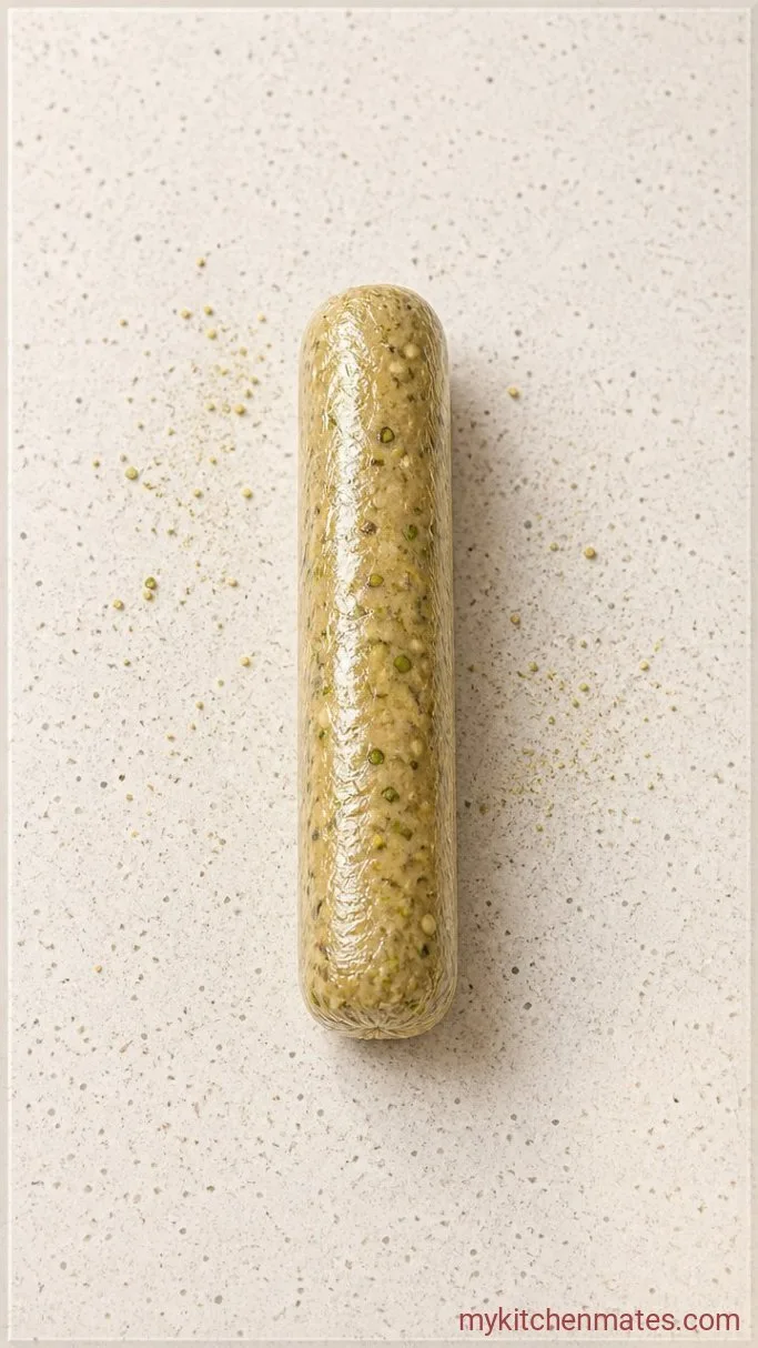Buttery Pistachio Shortbread Cookies Step 3: Shape and Chill the Dough