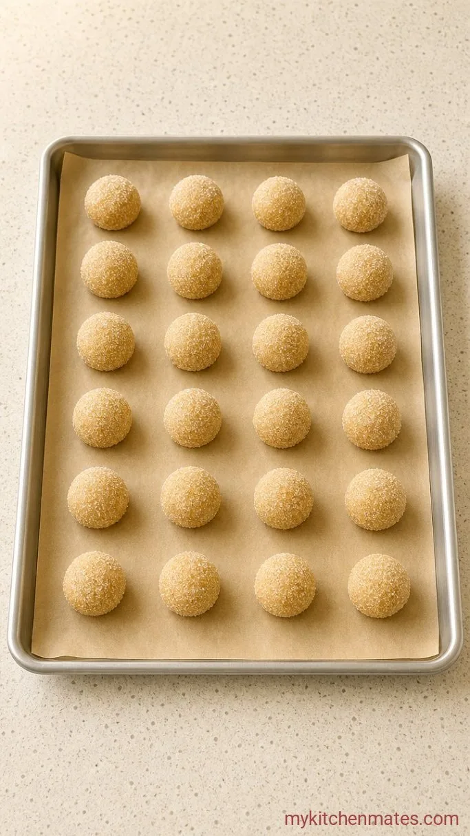 Soft & Chewy Gluten Free Peanut Butter Blossoms Step 3: Shape and Coat the Dough