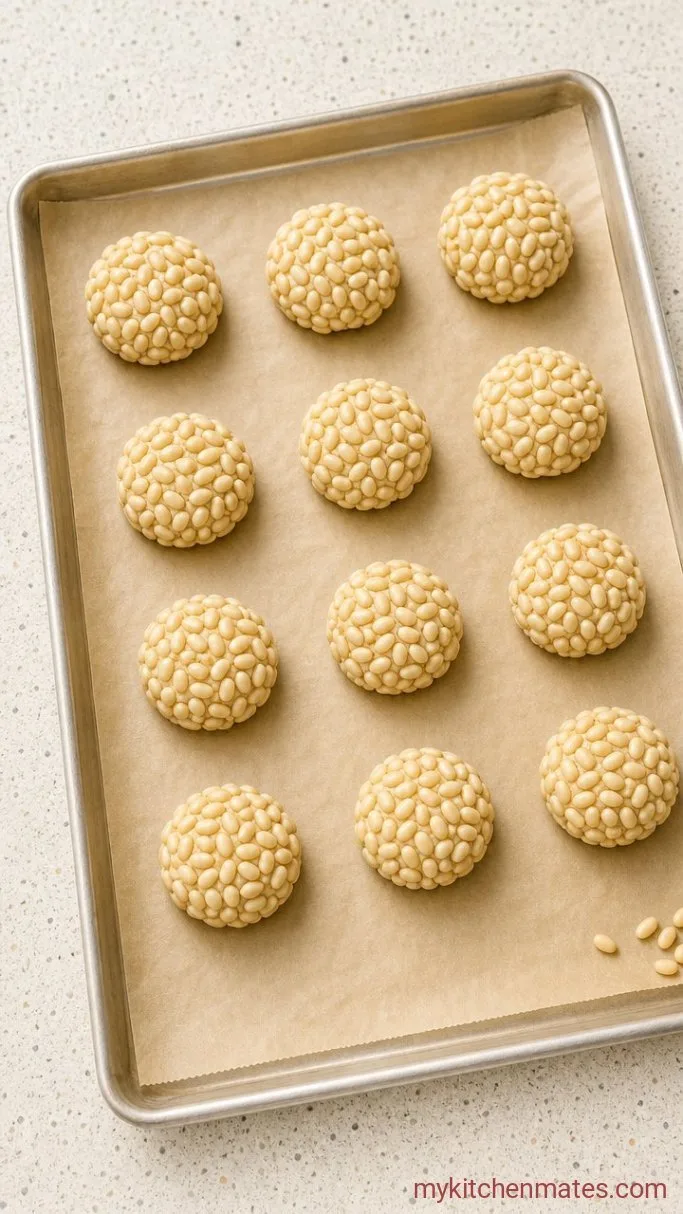 Step 3: Shape and Coat with Pine Nuts
