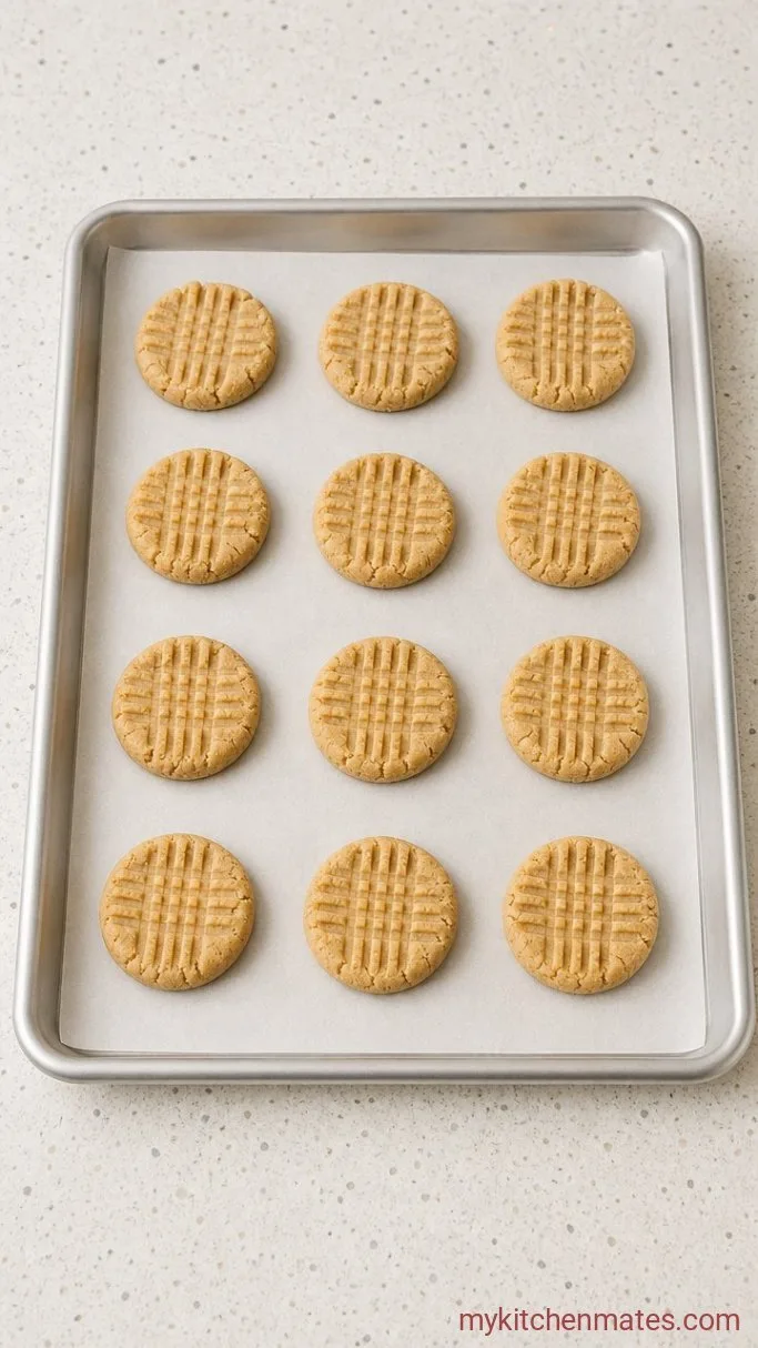 Thick, Chewy Bakery Style Peanut Butter Cookies Step 3: Shape and Crosshatch the Dough