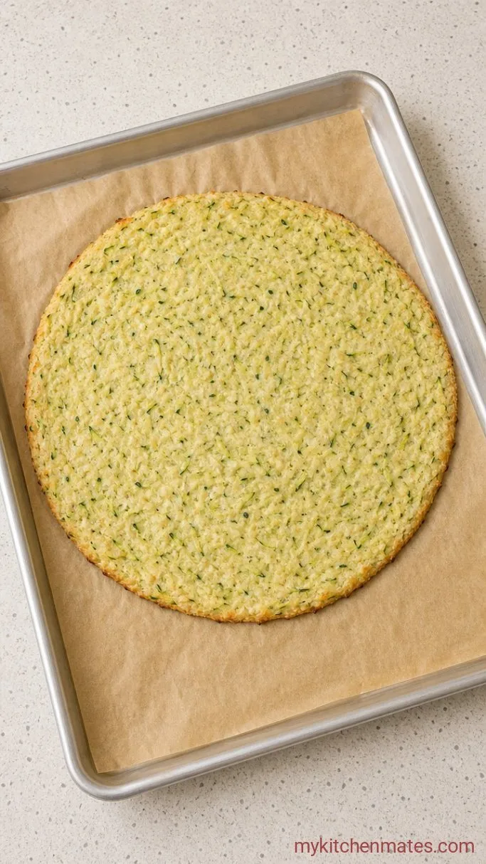 Crispy Zucchini Pizza Crust (4 Ingredients) Step 3: Shape and Par-Bake