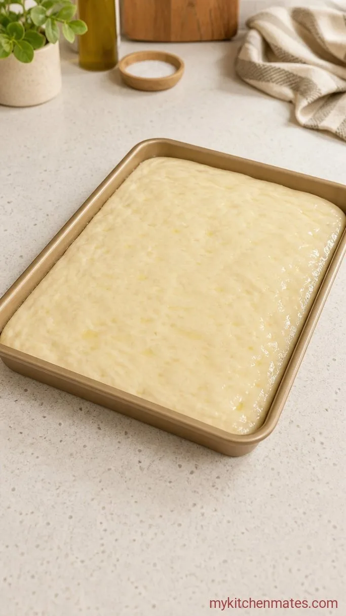 Easy Gluten Free Focaccia Bread (No Knead) Step 3: Shape and Second Rise