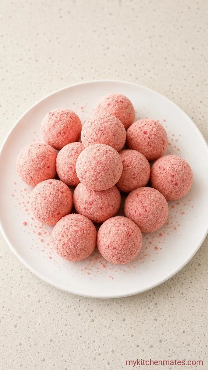 No-Bake Strawberry Cheesecake Protein Balls Step 3: Shape and Serve