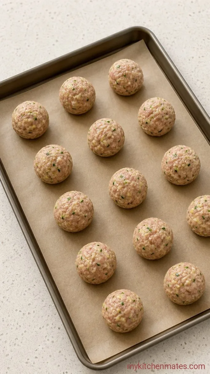 Baked Turkey Zucchini Meatballs (Juicy, Not Dry) Step 3: Shape the Meatballs