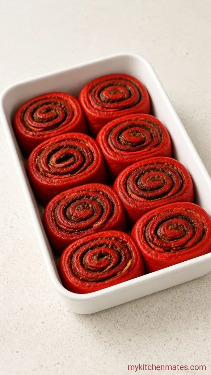 Soft Red Velvet Cinnamon Rolls with Cream Cheese Frosting Step 3: Shape the Rolls