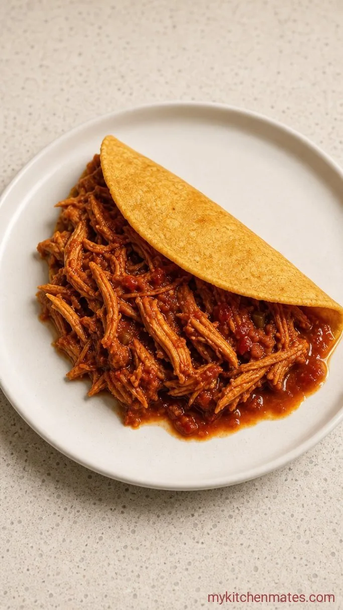 3-Ingredient Crockpot Chicken Tacos Step 3: Shred and Serve