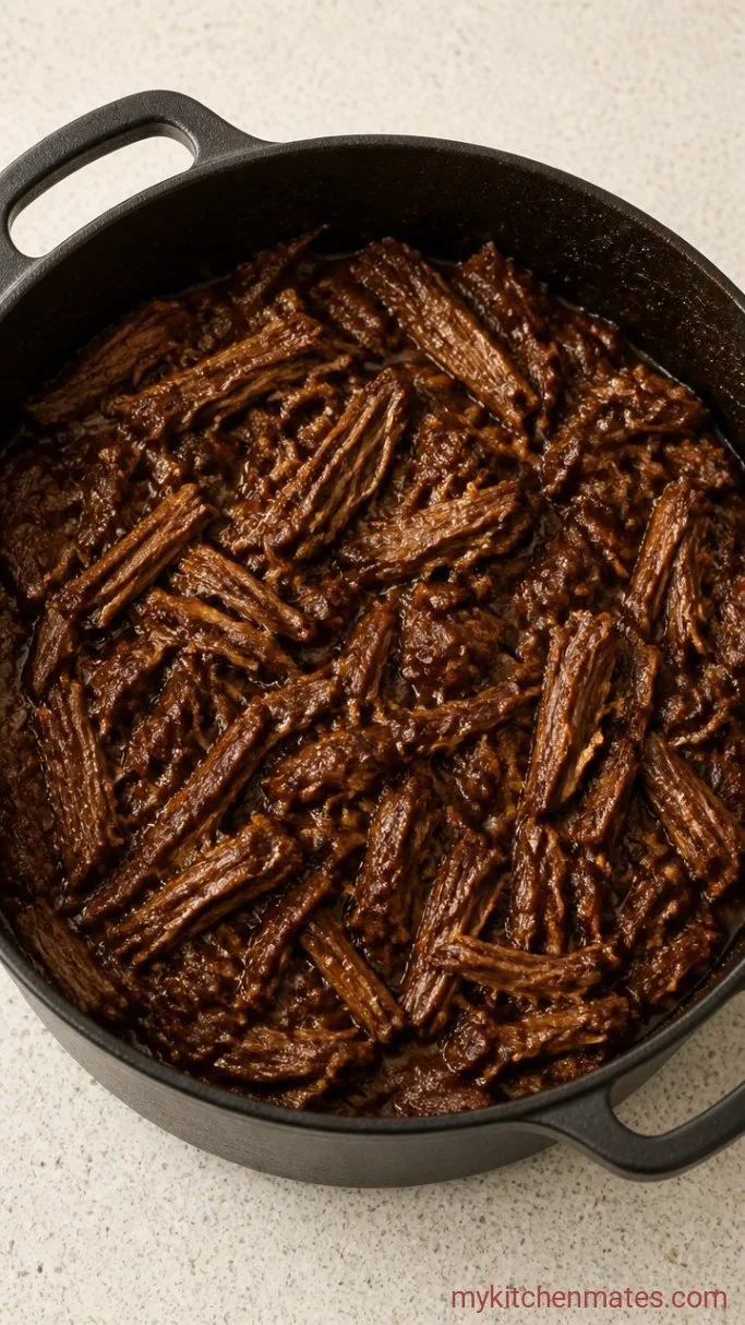 Step 3: Shred the Beef and Reduce the Sauce