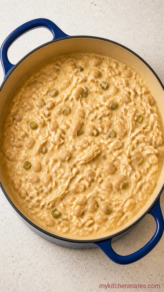30-Minute Dairy Free White Chicken Chili Step 3: Simmer and Thicken