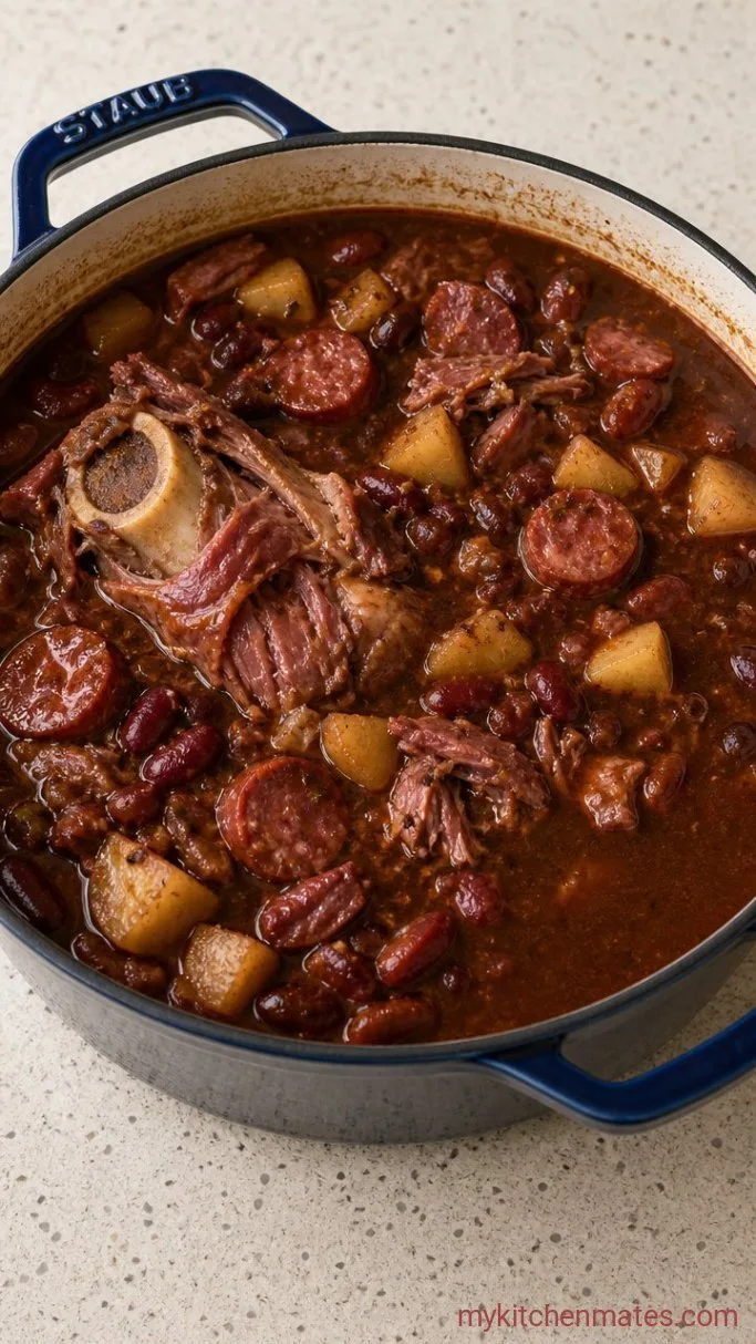 Hearty Portuguese Bean Soup with Smoked Sausage and Cabbage Step 3: Simmer the Beans and Potatoes