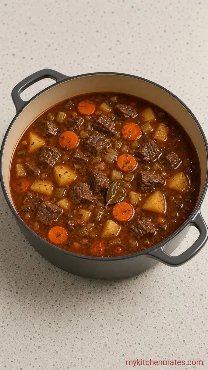 One-Pot Vegetable Beef Soup for Chilly Weeknights Step 3: Simmer the Beef and Broth