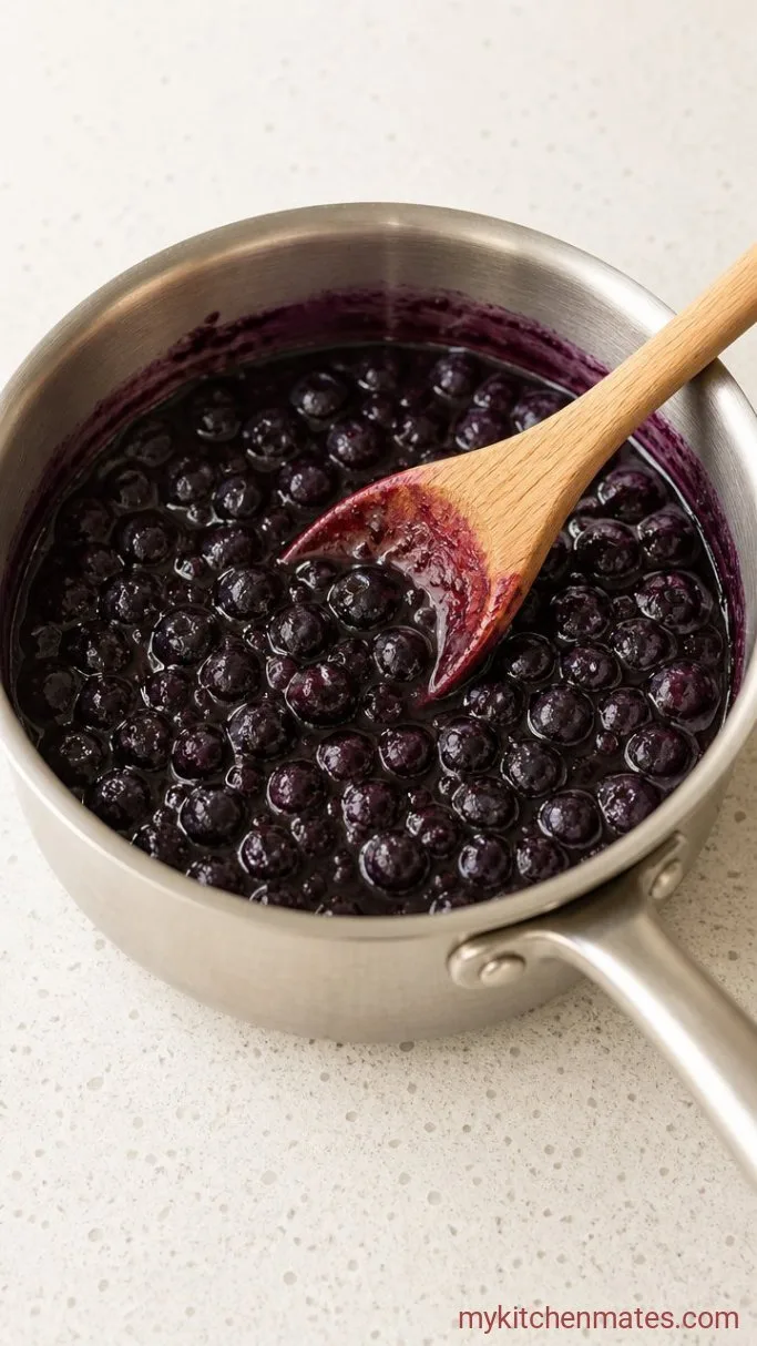 Creamy Blueberry Swirl Cheesecake Step 3: Simmer the Blueberry Sauce